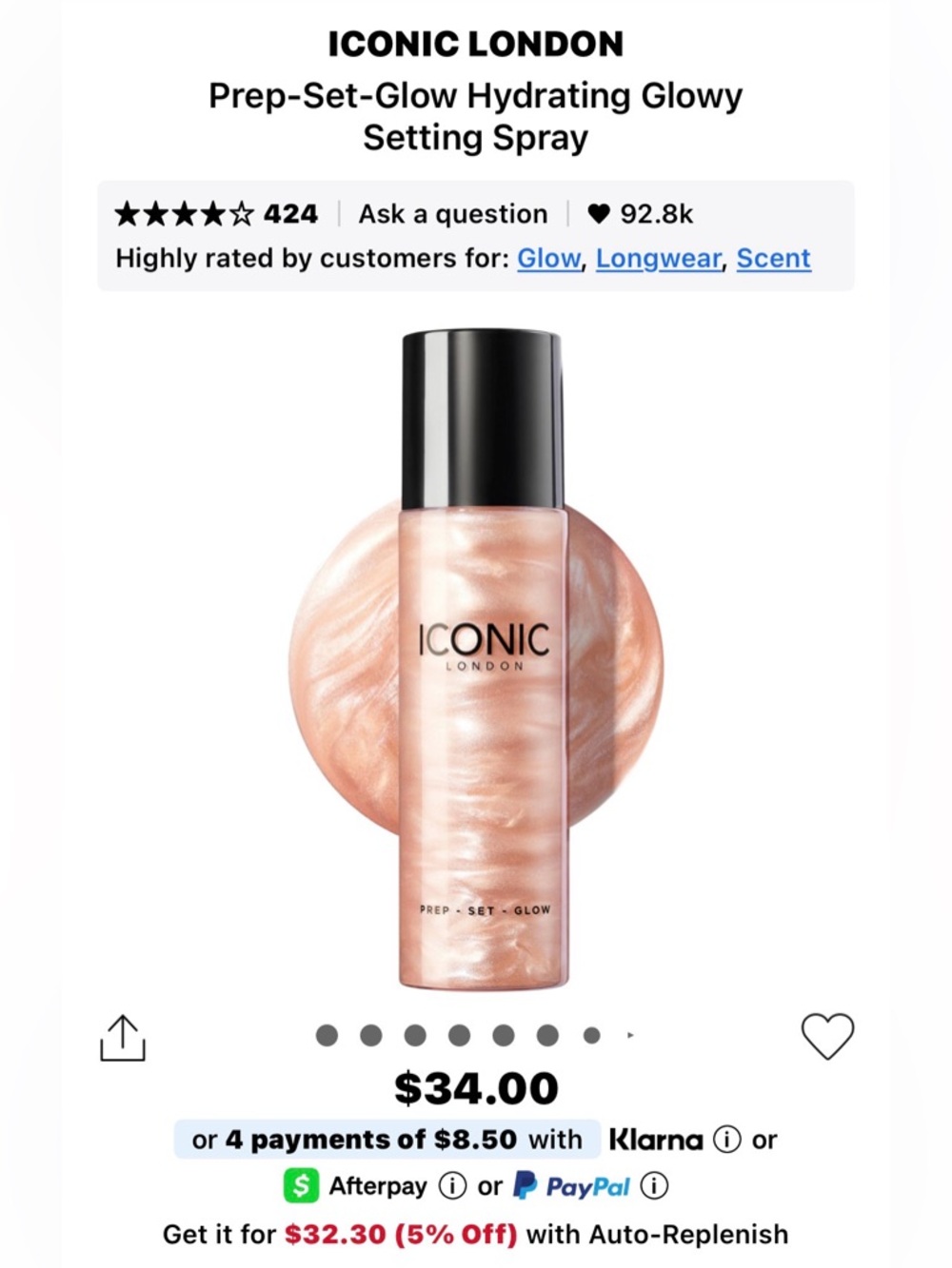ICONIC London Shimmering Rose Gold Setting Spray